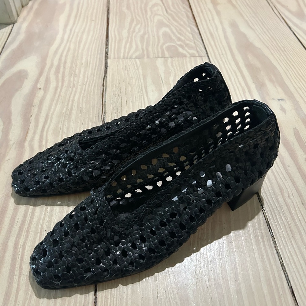 Miista Woven leather low block heel size 38